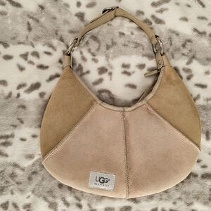 UGG Bag Purse Shoulder Handbag Pink Tan Suede Shearling Malibu Boho Handbag